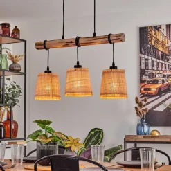 Luminaires Scandinaves-hofstein Suspension Soungou Écru, Noir, 3 lumières