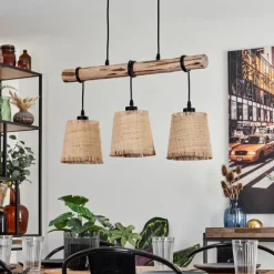 Luminaires Scandinaves-hofstein Suspension Soungou Écru, Noir, 3 lumières