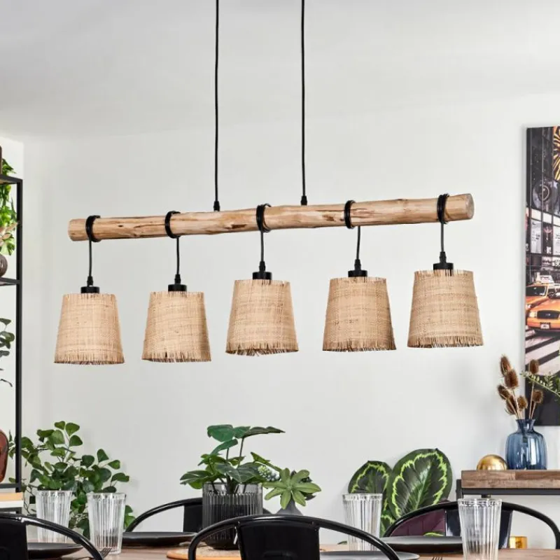 Luminaires Scandinaves-hofstein Suspension Soungou Écru, Noir, 5 lumières