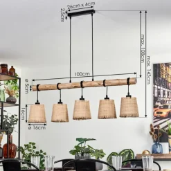 Luminaires Scandinaves-hofstein Suspension Soungou Écru, Noir, 5 lumières