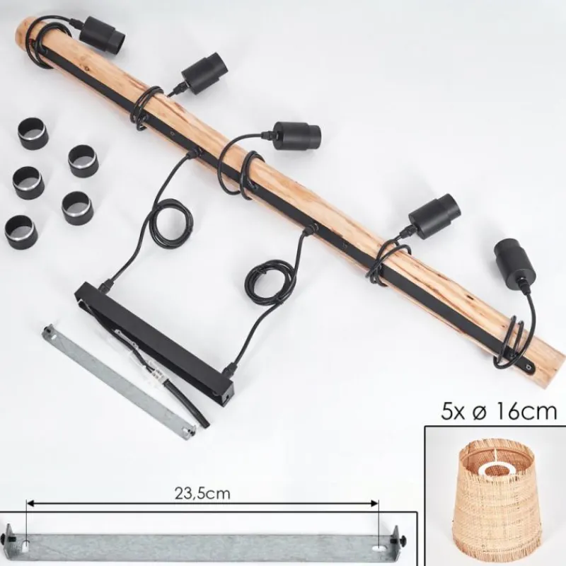 Luminaires Scandinaves-hofstein Suspension Soungou Écru, Noir, 5 lumières