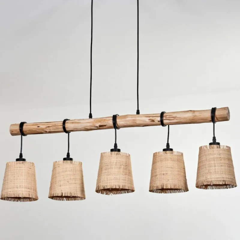 Luminaires Scandinaves-hofstein Suspension Soungou Écru, Noir, 5 lumières