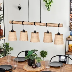 Luminaires Scandinaves-hofstein Suspension Soungou Écru, Noir, 5 lumières