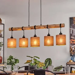 Lampes En Tissu-hofstein Suspension Soungou Écru, Noir, 5 lumières