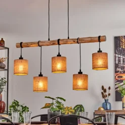 Lampes En Tissu-hofstein Suspension Soungou Écru, Noir, 5 lumières
