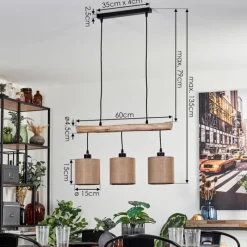 Lampes En Tissu-hofstein Suspension Soungou Écru, Noir, 3 lumières