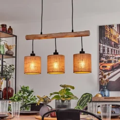 Lampes En Tissu-hofstein Suspension Soungou Écru, Noir, 3 lumières