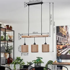 Luminaires Scandinaves-hofstein Suspension Soungou Écru, Noir, 3 lumières