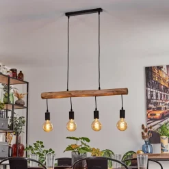Luminaires Scandinaves-hofstein Suspension Soungou Écru, Noir, 4 lumières