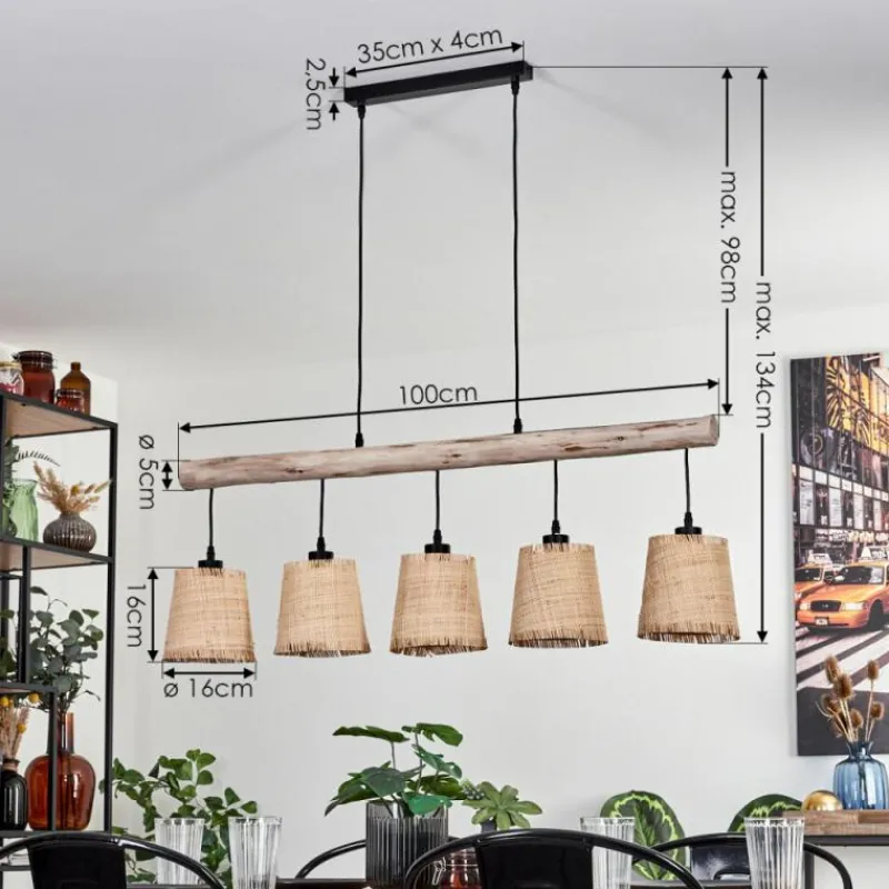 Luminaires Scandinaves-hofstein Suspension Soungou Écru, Noir, 5 lumières