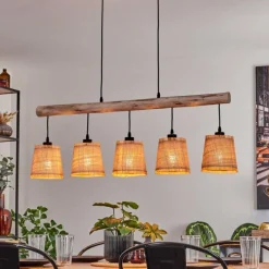 Luminaires Scandinaves-hofstein Suspension Soungou Écru, Noir, 5 lumières