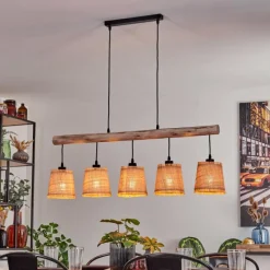 Luminaires Scandinaves-hofstein Suspension Soungou Écru, Noir, 5 lumières