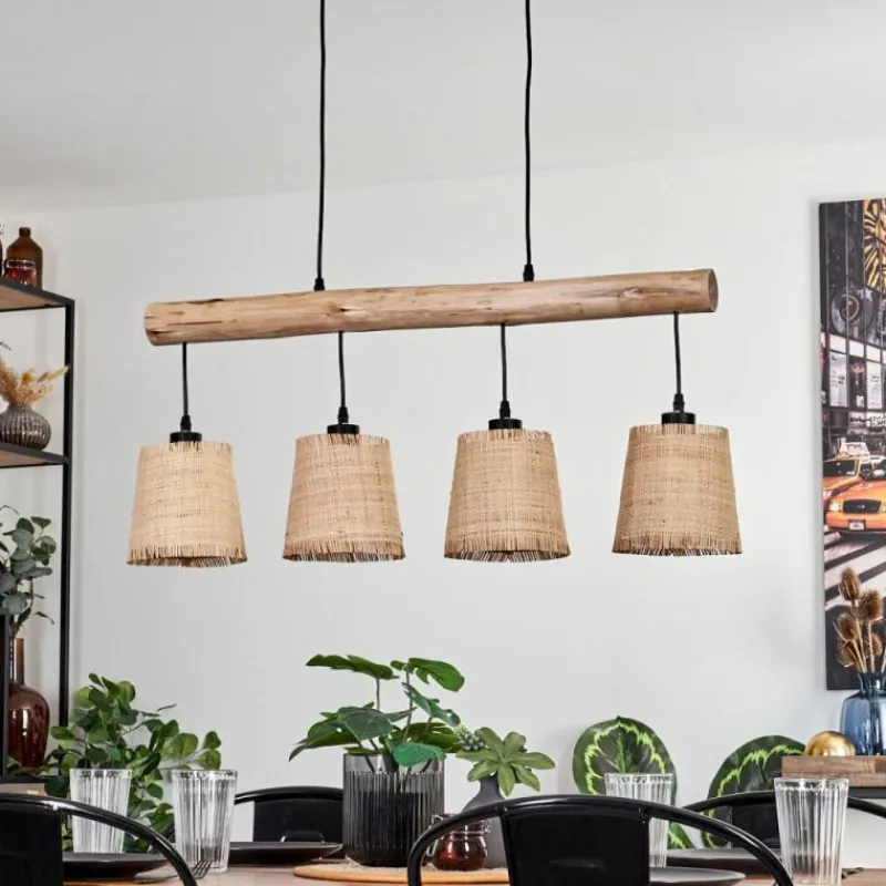 Luminaires Scandinaves-hofstein Suspension Soungou Écru, Noir, 4 lumières