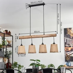 Luminaires Scandinaves-hofstein Suspension Soungou Écru, Noir, 4 lumières