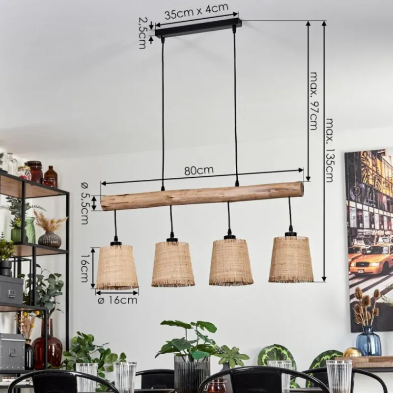 Luminaires Scandinaves-hofstein Suspension Soungou Écru, Noir, 4 lumières