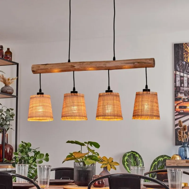 Luminaires Scandinaves-hofstein Suspension Soungou Écru, Noir, 4 lumières