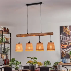 Luminaires Scandinaves-hofstein Suspension Soungou Écru, Noir, 4 lumières