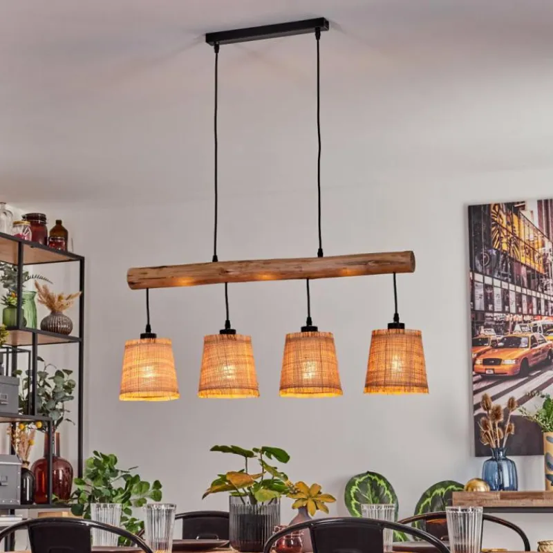 Luminaires Scandinaves-hofstein Suspension Soungou Écru, Noir, 4 lumières