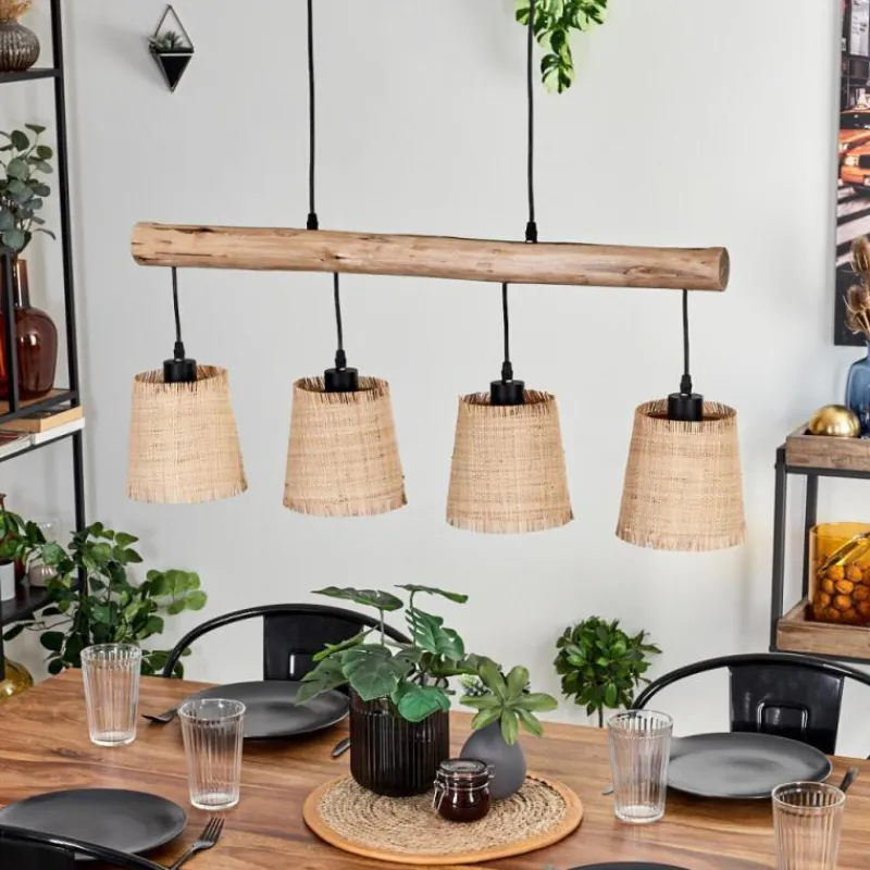 Luminaires Scandinaves-hofstein Suspension Soungou Écru, Noir, 4 lumières