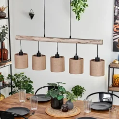 Luminaires Scandinaves-hofstein Suspension Soungou Écru, Noir, 5 lumières