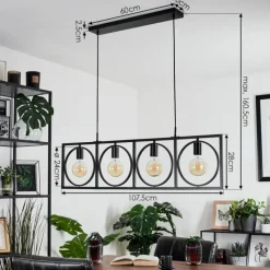 Lampes Vintages & Rétros-hofstein Suspension Srelau Noir, 4 lumières