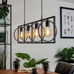 Lampes Vintages & Rétros-hofstein Suspension Srelau Noir, 4 lumières