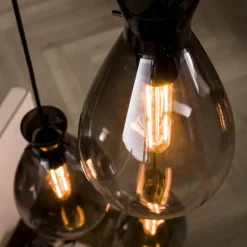 Suspension Verre Fumé-hofstein Suspension Stave Argent Oxydé, 3 lumières