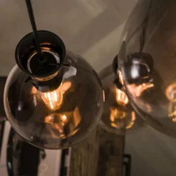 Suspension Verre Fumé-hofstein Suspension Stave Argent Oxydé, 3 lumières