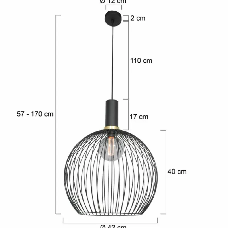 Lampes Dorées-Luminaires Steinhauer Suspension Steinhauer Aureole Noir, 1 lumière