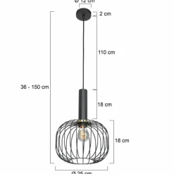 Lampes Dorées-Luminaires Steinhauer Suspension Steinhauer Aureole Noir, 1 lumière