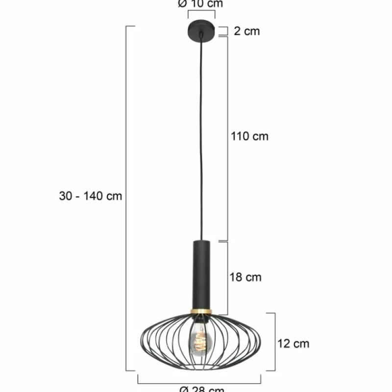 Lampes Dorées-Luminaires Steinhauer Suspension Steinhauer Aureole Noir, 1 lumière