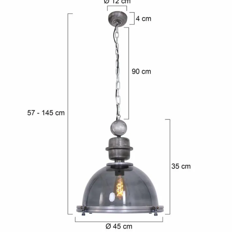 Suspension Verre Fumé-Luminaires Steinhauer Suspension Steinhauer Bikkel Gris, 1 lumière