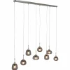 Suspension Verre Fumé-Luminaires Steinhauer Suspension Steinhauer Bollique Acier inoxydable, 8 lumières