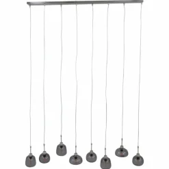 Suspension Verre Fumé-Luminaires Steinhauer Suspension Steinhauer Bollique Acier inoxydable, 8 lumières