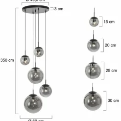 Suspension Verre Fumé-Luminaires Steinhauer Suspension Steinhauer Bollique Noir, 5 lumières