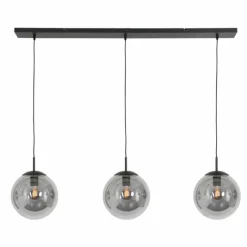 Suspension Verre Fumé-Luminaires Steinhauer Suspension Steinhauer Bollique Noir, 3 lumières