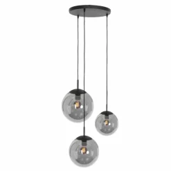 Suspension Verre Fumé-Luminaires Steinhauer Suspension Steinhauer Bollique Noir, 3 lumières