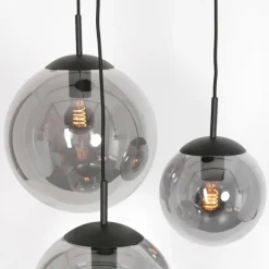 Suspension Verre Fumé-Luminaires Steinhauer Suspension Steinhauer Bollique Noir, 3 lumières