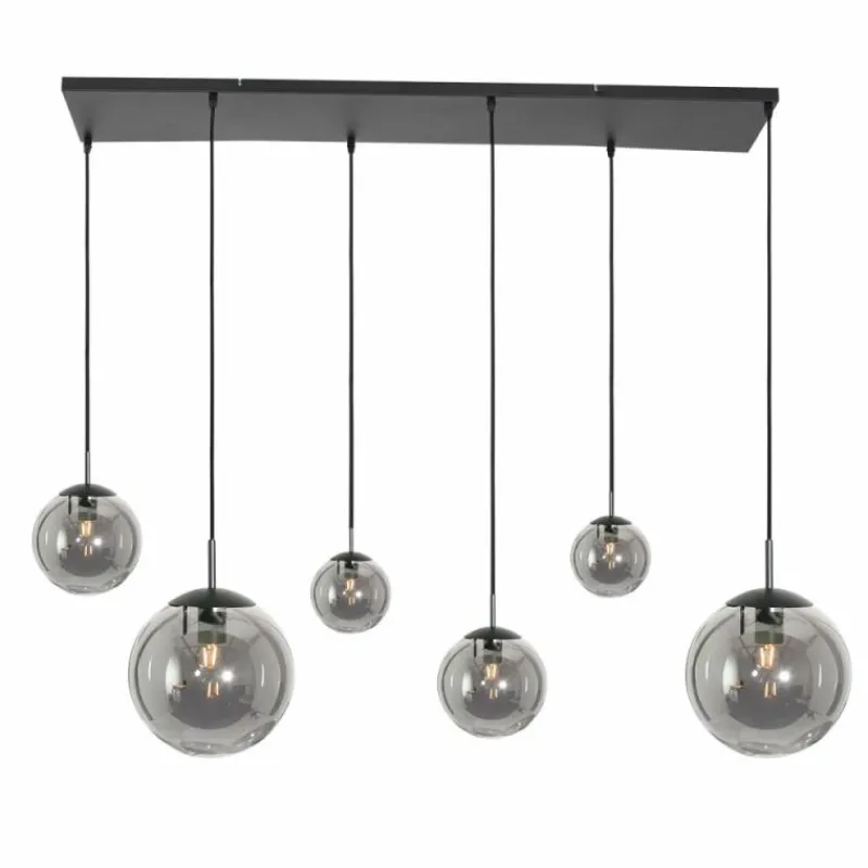 Suspension Verre Fumé-Luminaires Steinhauer Suspension Steinhauer Bollique Noir, 6 lumières