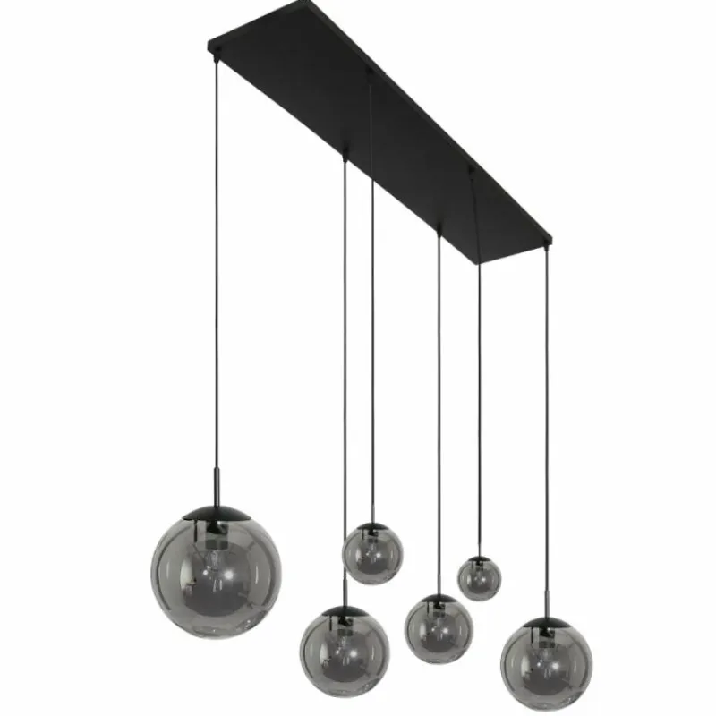 Suspension Verre Fumé-Luminaires Steinhauer Suspension Steinhauer Bollique Noir, 6 lumières
