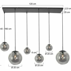 Suspension Verre Fumé-Luminaires Steinhauer Suspension Steinhauer Bollique Noir, 6 lumières