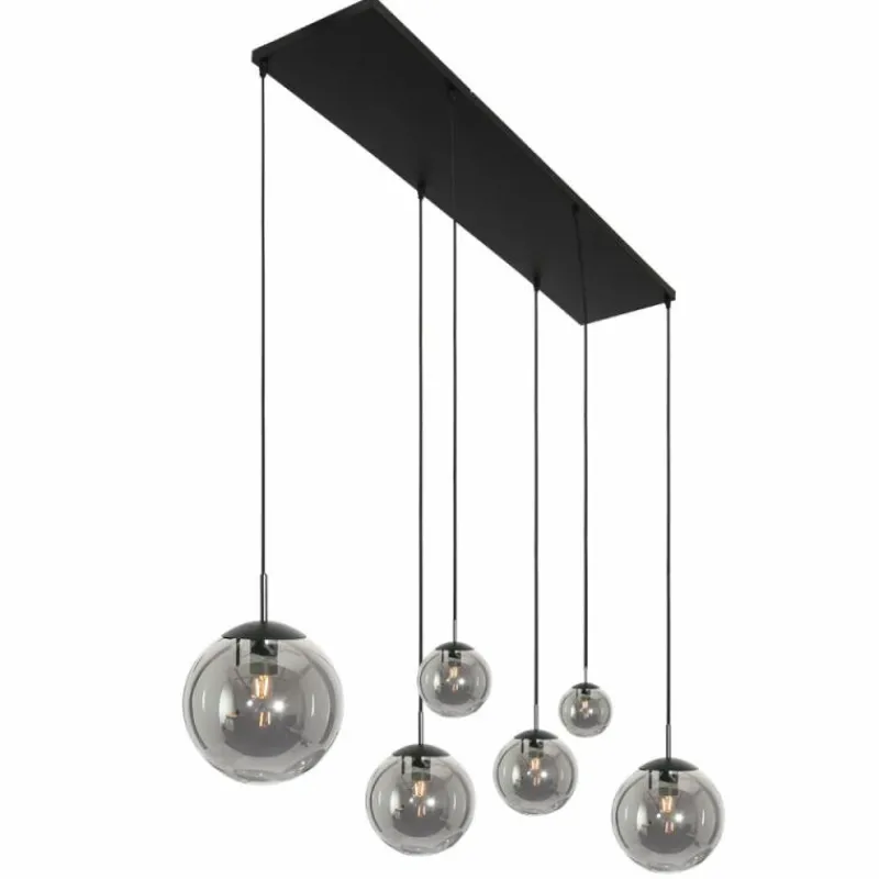 Suspension Verre Fumé-Luminaires Steinhauer Suspension Steinhauer Bollique Noir, 6 lumières