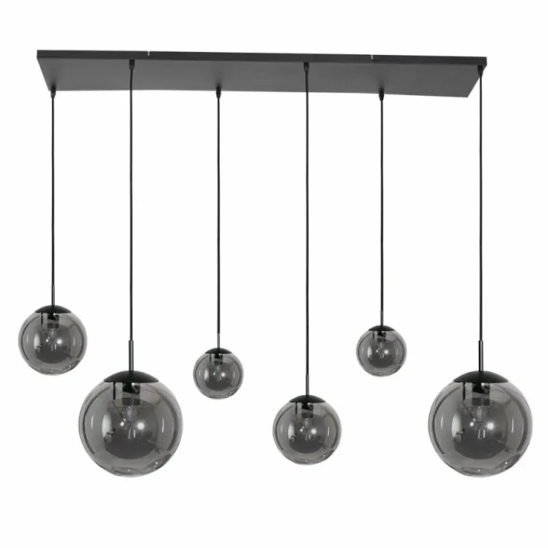 Suspension Verre Fumé-Luminaires Steinhauer Suspension Steinhauer Bollique Noir, 6 lumières