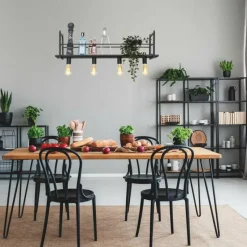 Lampes Industrielles-Luminaires Steinhauer Suspension Steinhauer Buckley Acier inoxydable, 4 lumières