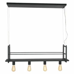 Lampes Industrielles-Luminaires Steinhauer Suspension Steinhauer Buckley Acier inoxydable, 4 lumières