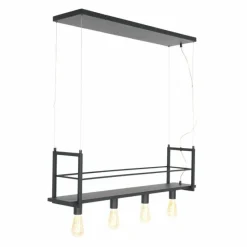 Lampes Industrielles-Luminaires Steinhauer Suspension Steinhauer Buckley Acier inoxydable, 4 lumières