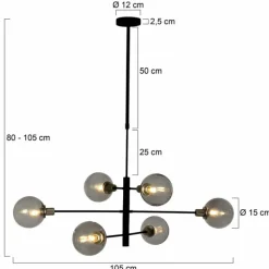 Luminaires Steinhauer Suspension Steinhauer Constellation Gris, Noir, 6 lumières