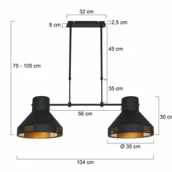 Lampes Dorées-Luminaires Steinhauer Suspension Steinhauer Evy Or, Noir, 2 lumières