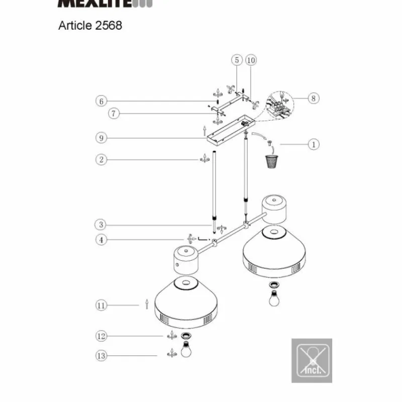 Lampes Dorées-Luminaires Steinhauer Suspension Steinhauer Evy Or, Noir, 2 lumières