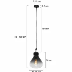 Suspension Verre Fumé-Luminaires Steinhauer Suspension Steinhauer Flere Gris, Noir, 1 lumière